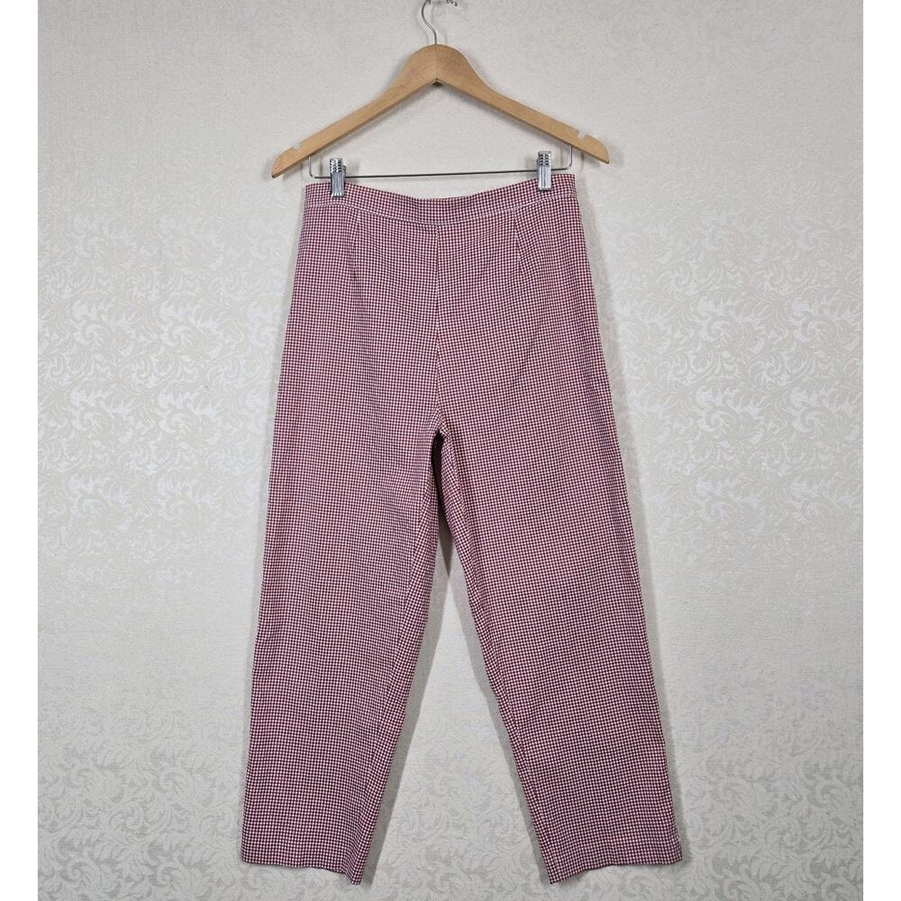 Vintage Bill Blass Gingham Crop Pants 10 Red White Check Cottagecore Picnic
